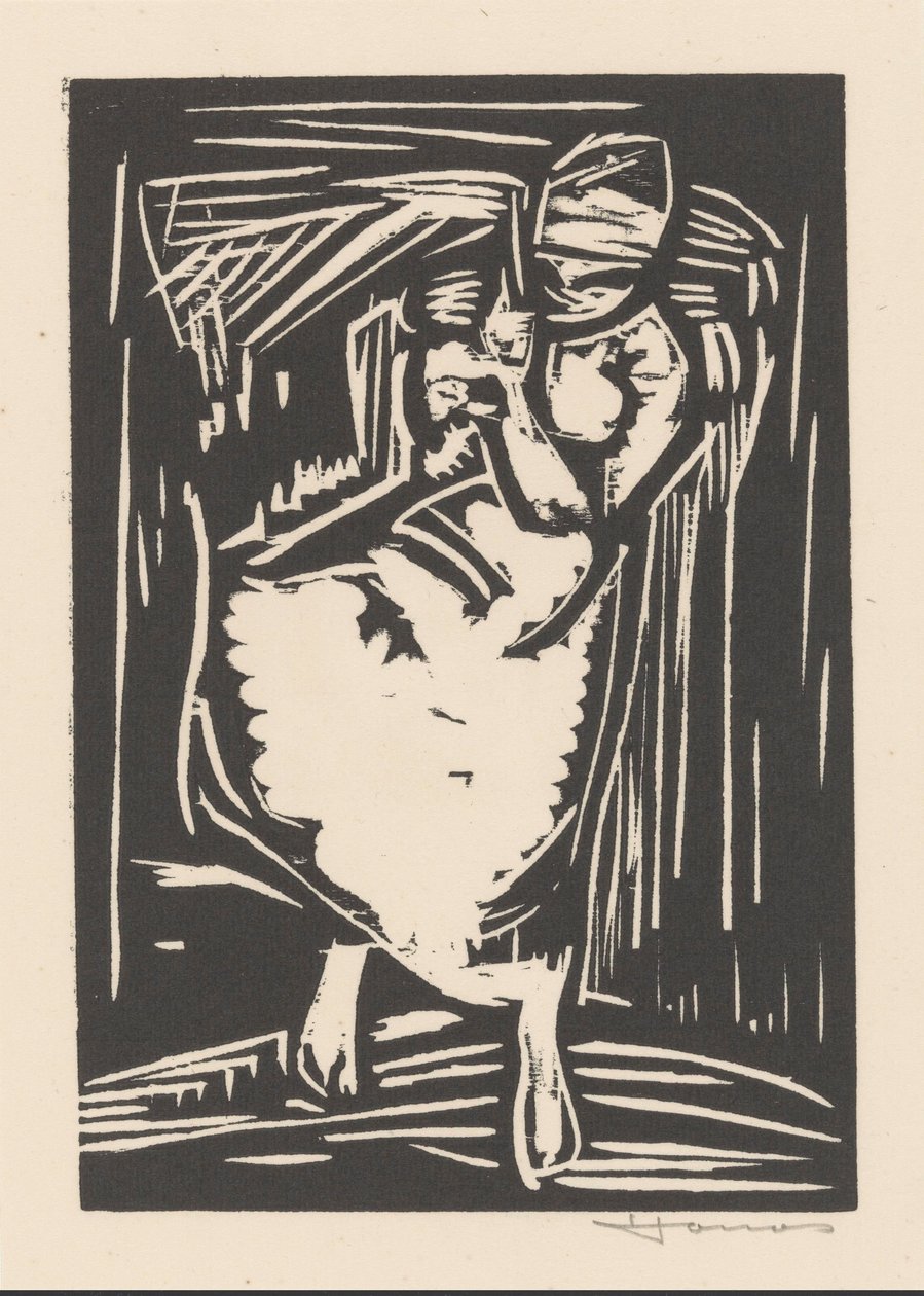 Nainen kantaa laukkua selässään tekijältä Henri Jonas (signed by artist)