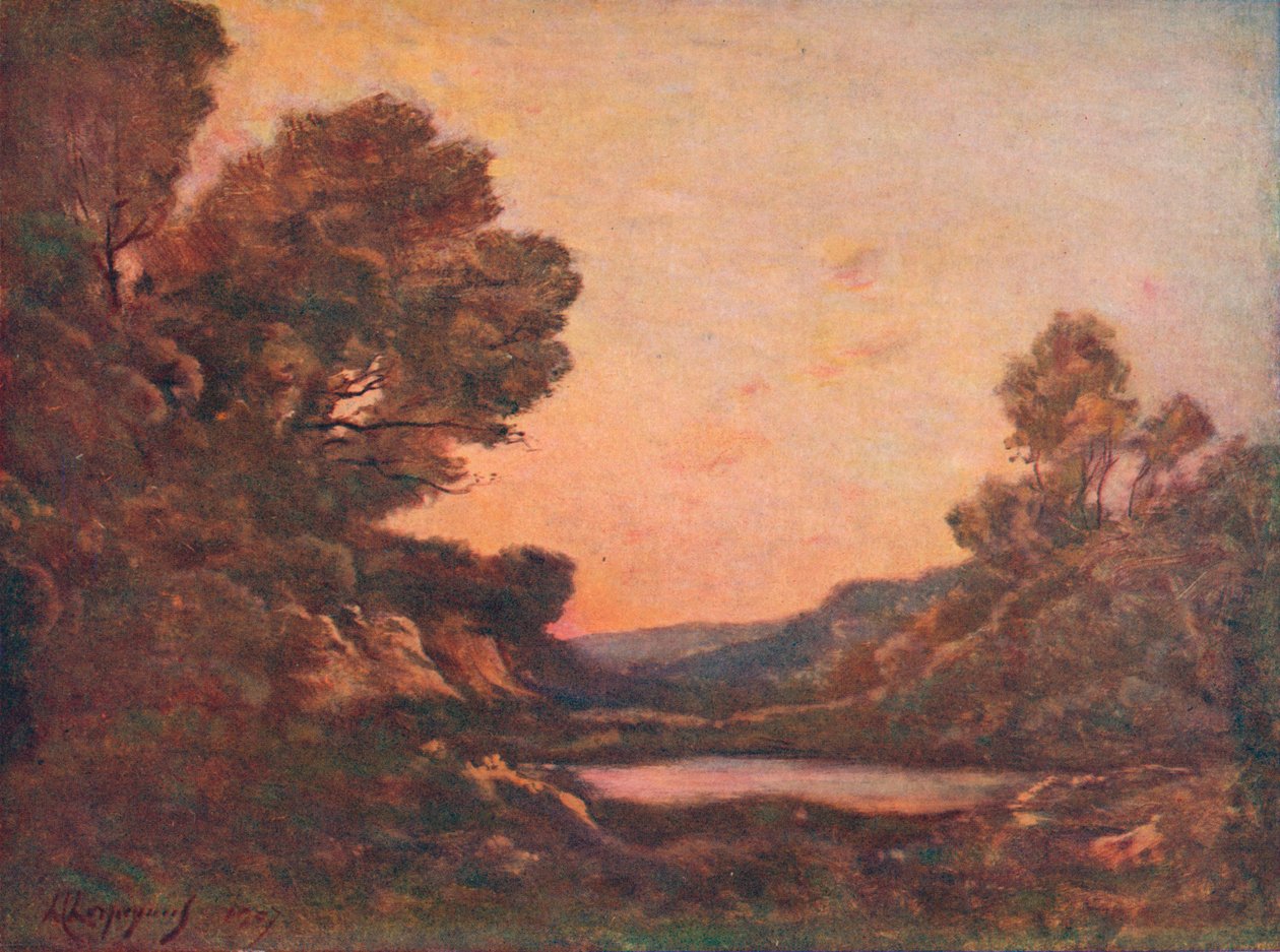 Auringonlasku, 1907 tekijältä Henri Joseph Harpignies