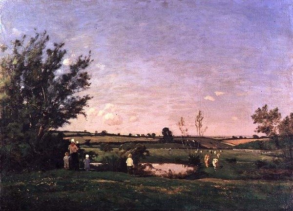 St. Pierren ympäristö, Yonne (öljy kankaalle) tekijältä Henri Joseph Harpignies