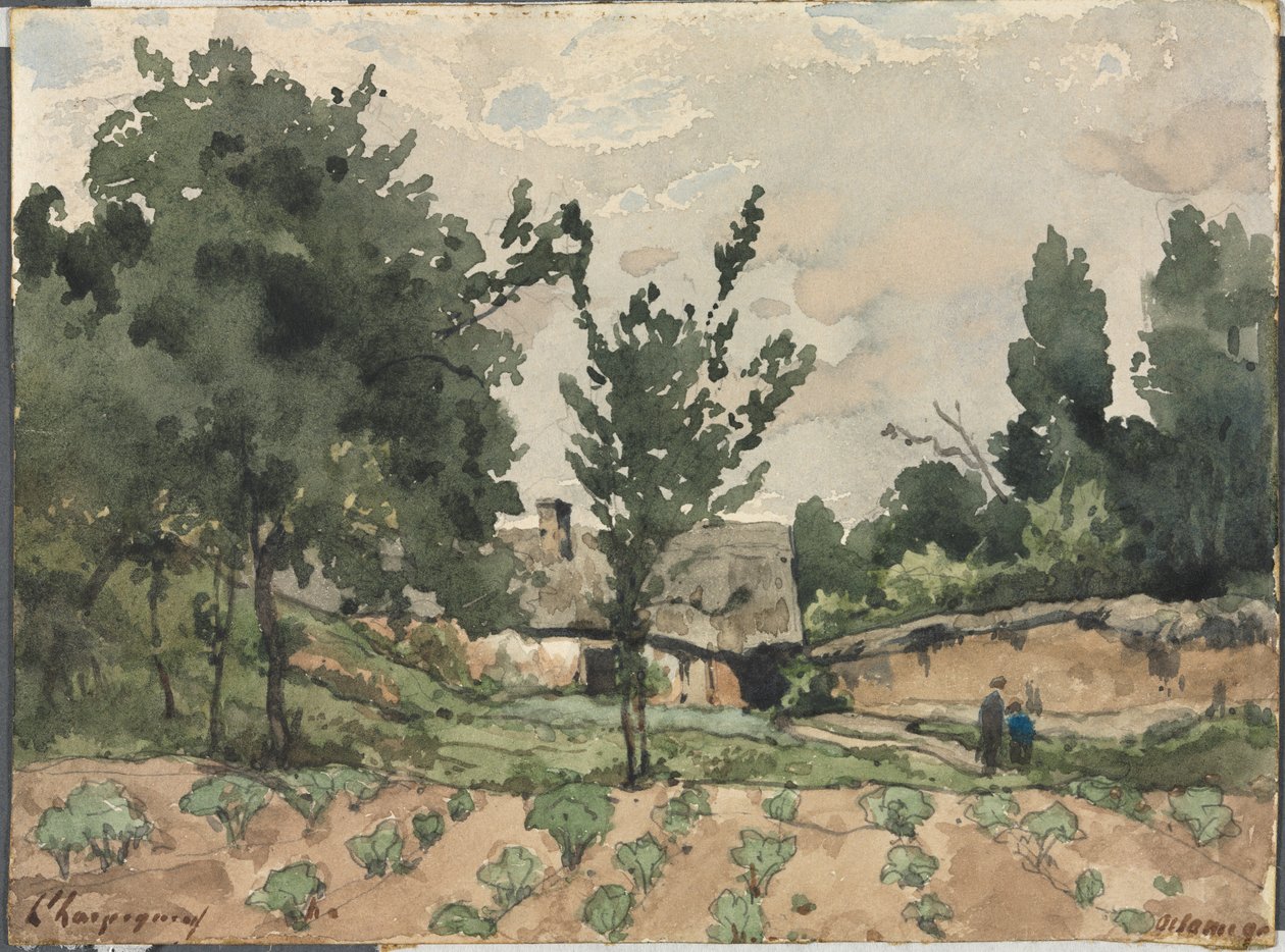Maisema maalaistalon kanssa tekijältä Henri Joseph Harpignies