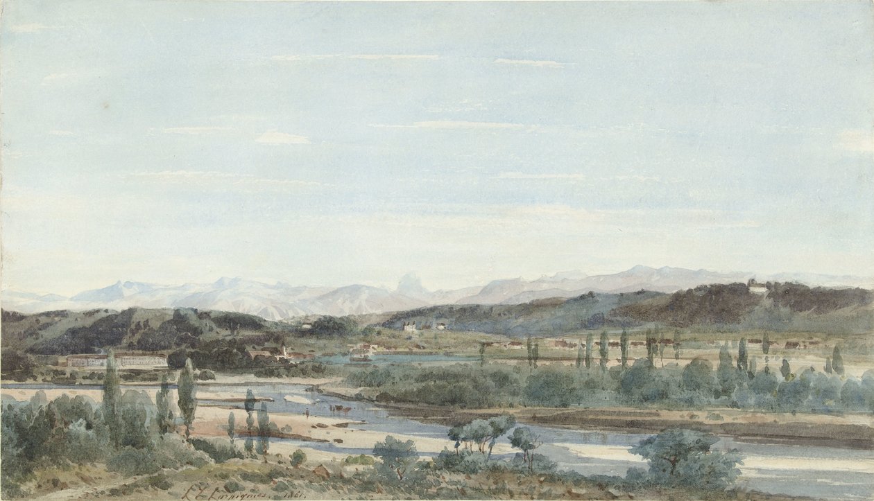 Maisema jokilaaksossa Etelä-Ranskassa tekijältä Henri Joseph Harpignies
