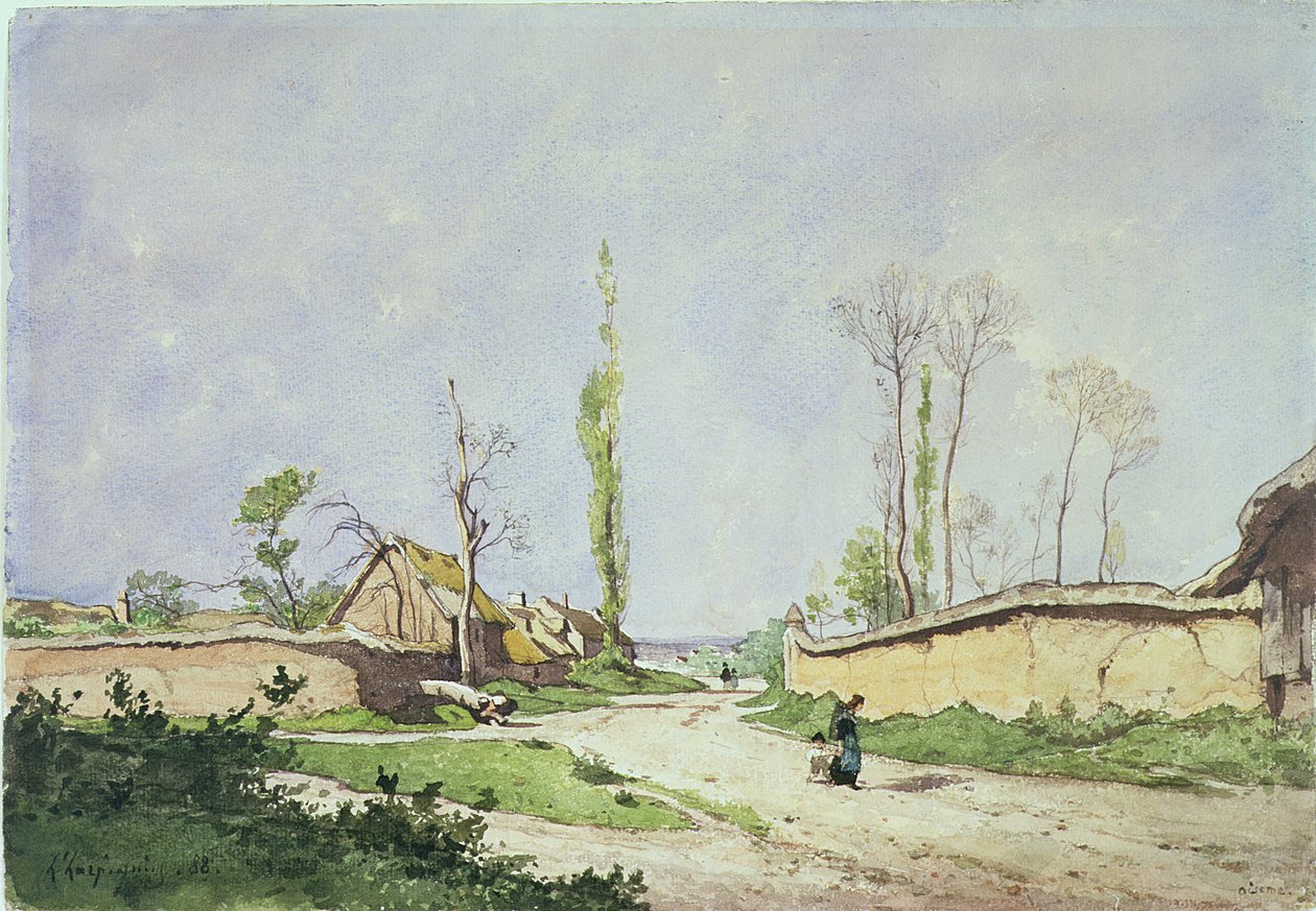 No.1534 A Village Road, Oiseme, 1888 tekijältä Henri Joseph Harpignies