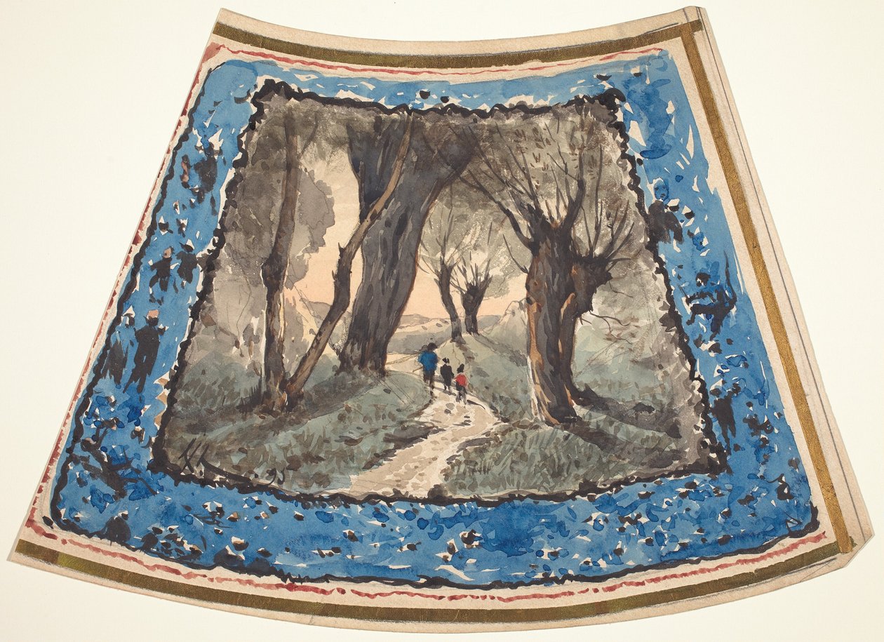 Matkustajat metsäisellä polulla hassujen hahmojen ja apinoiden rajalla tekijältä Henri Joseph Harpignies