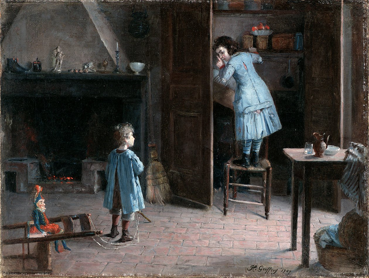 Lapset sisätiloissa, 1907 tekijältä Henri Jules Jean Geoffroy