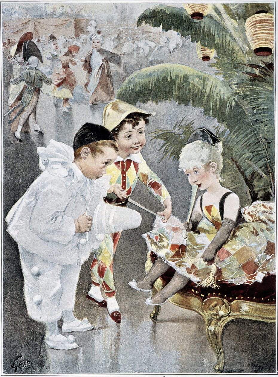 Lasten puku tai naamiopallo - ill. Geoffroy, teoksessa "" Figaro Illustré", toukokuu 1901 tekijältä Henri Jules Jean Geoffroy