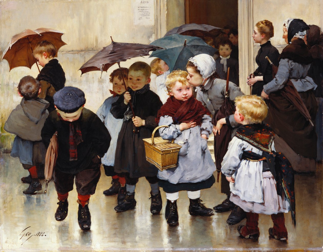 Luokasta lähteminen, 1888 tekijältä Henri Jules Jean Geoffroy