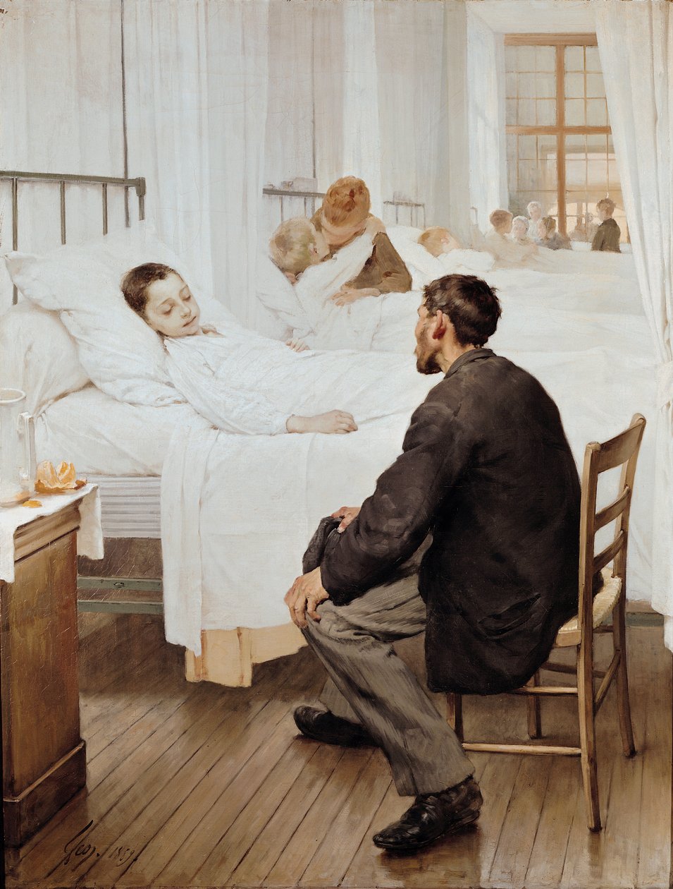 Vierailupäivä sairaalassa, 1889 tekijältä Henri Jules Jean Geoffroy