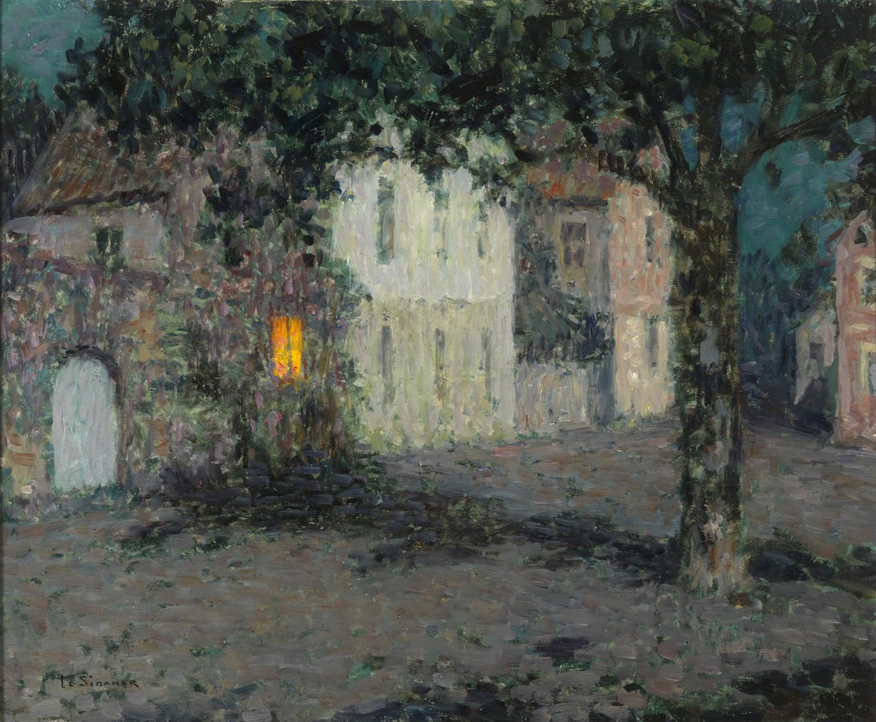 Kuutamoinen kaupunginaukio Cherbourgissa, noin 1934 tekijältä Henri Le Sidaner