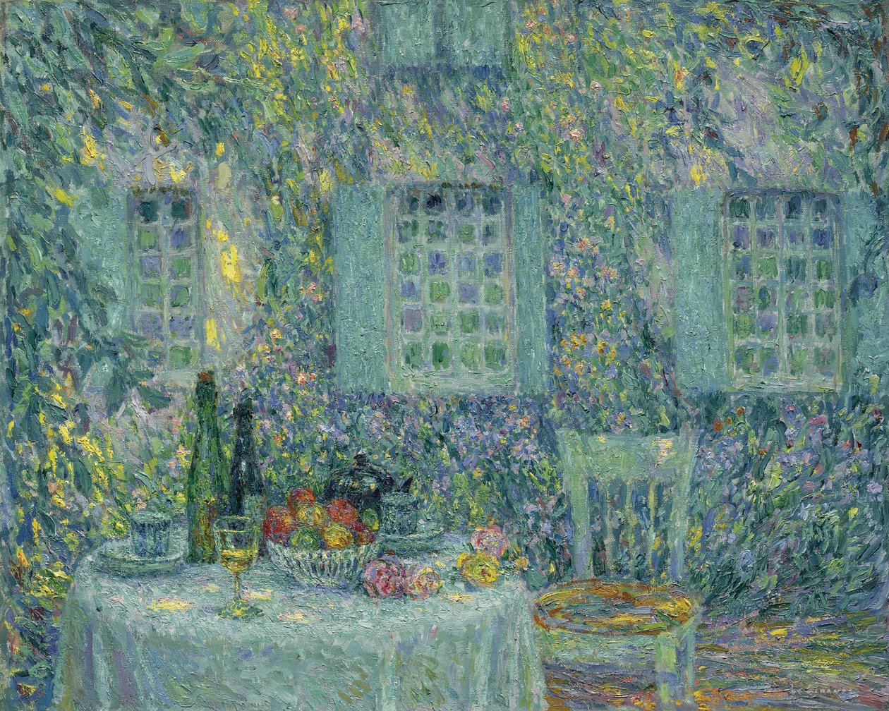 Pöytä. Aurinko lehdillä, Gerberoy, 1917 tekijältä Henri Le Sidaner