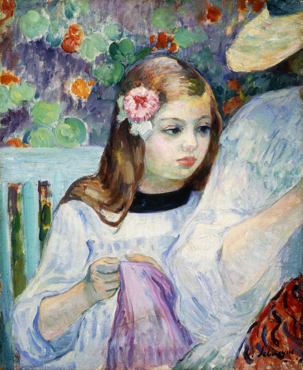Oppitunti pukeutumisessa; La Lecon de Couture, 1905-1906 tekijältä Henri Lebasque