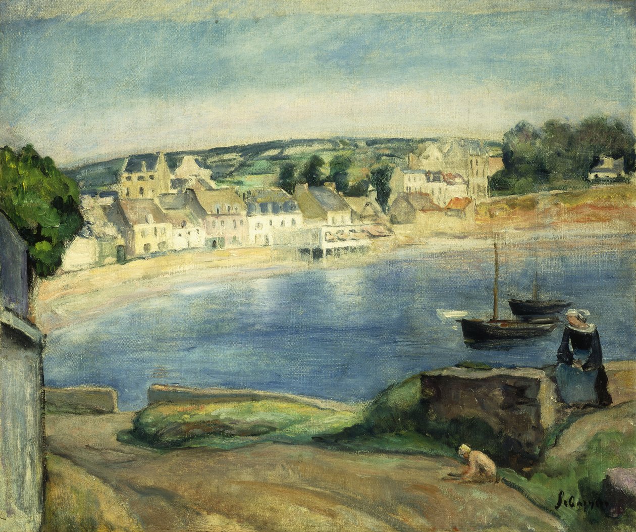 Breton maisema Midgetissä; Bretagnen maisema Midgetiin, tekijältä Henri Lebasque