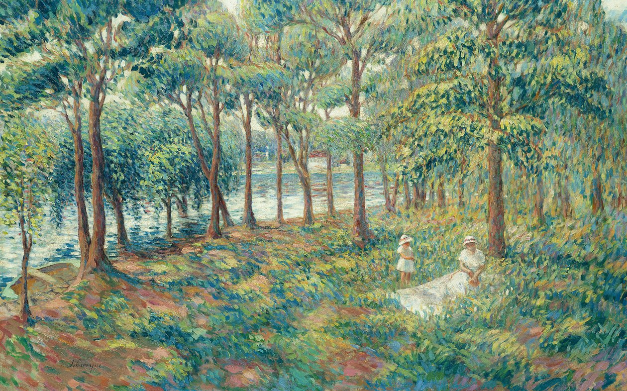 Madame Lebasque ja hänen poikansa Marnen rannalla, 1899 tekijältä Henri Lebasque