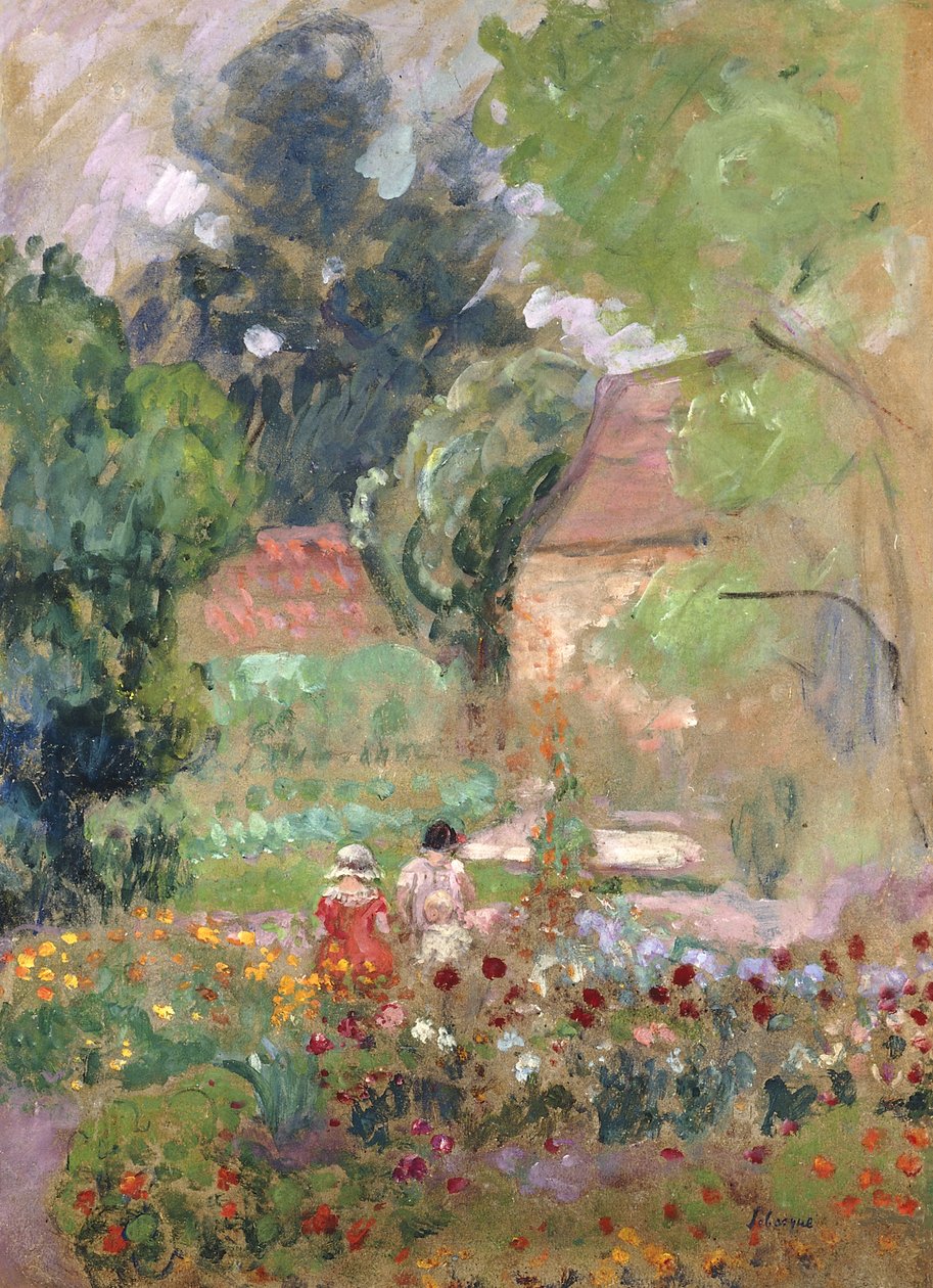 Marthe, Nono ja Pierre puutarhassa, tekijältä Henri Lebasque