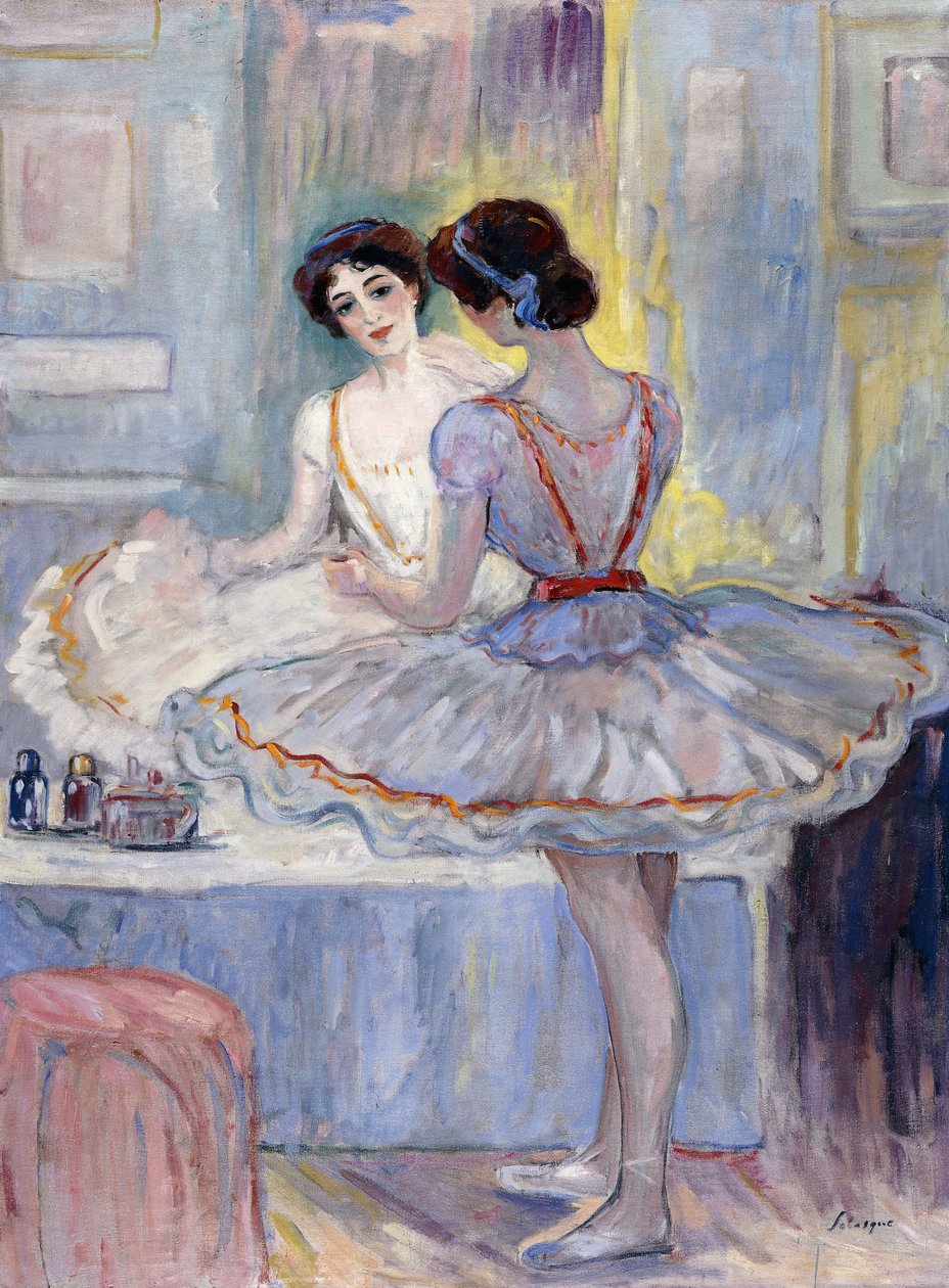 Neiti Zambelli Haran pukuhuoneessa; Mademoiselle Zambelli Dance Sa Logay, ೧೯೧೨ tekijältä Henri Lebasque