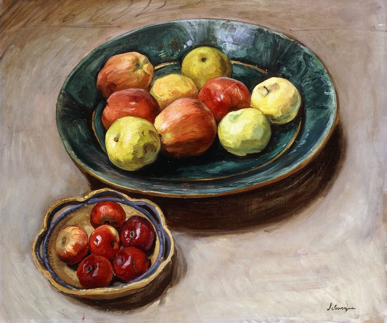 Asetelma omenoiden kanssa; Luonto Morte aux Pommes, n. 1926 tekijältä Henri Lebasque