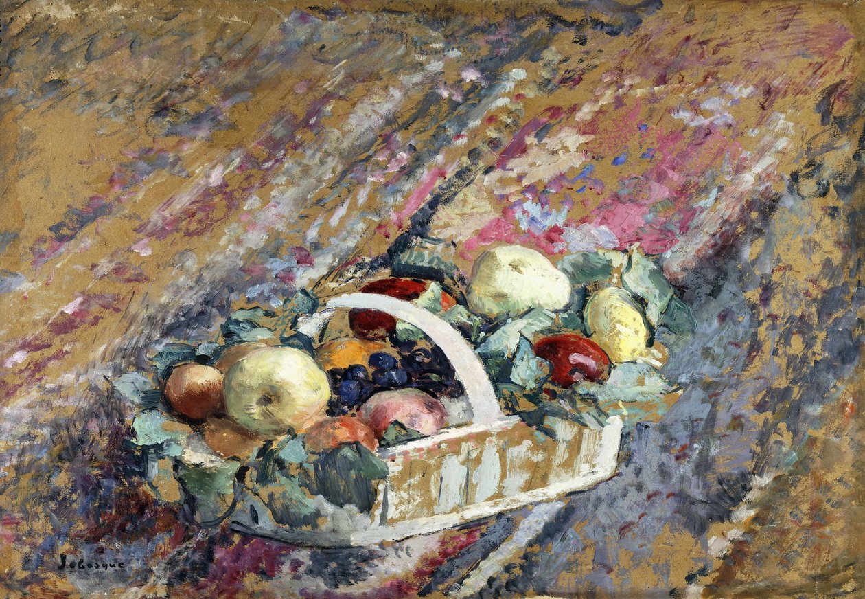 Asetelma hedelmäkorin kanssa; Nature Morte au Panier de Fruits, tekijältä Henri Lebasque