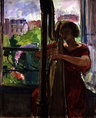 Harpisti (öljy kankaalle) tekijältä Henri Lebasque