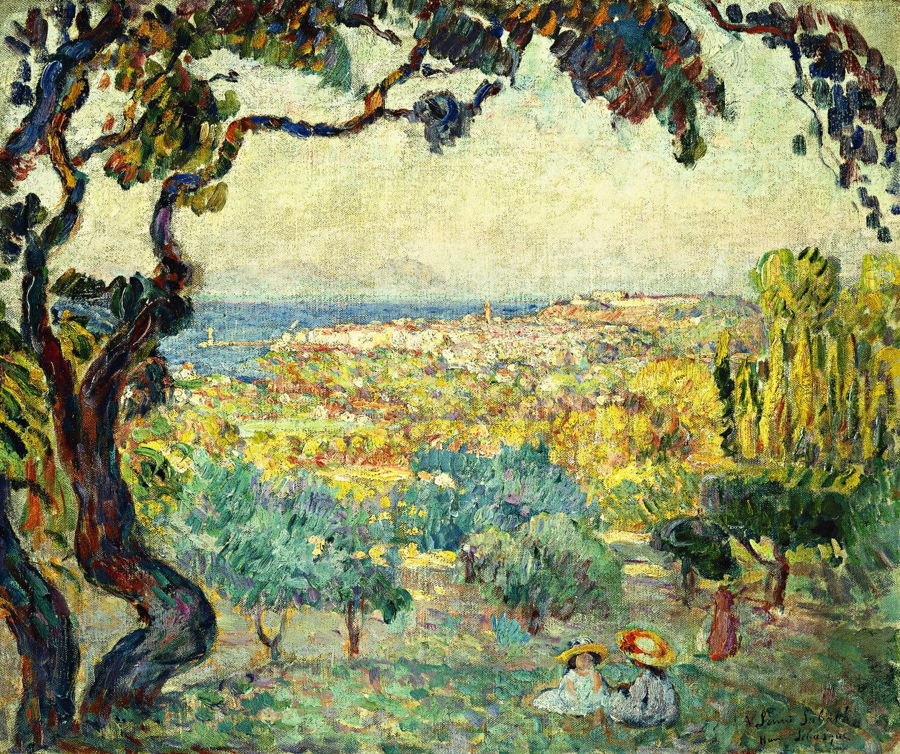 Kaksi lasta rannikkomaisemassa; Kaksi lasta merimaisemassa, tekijältä Henri Lebasque