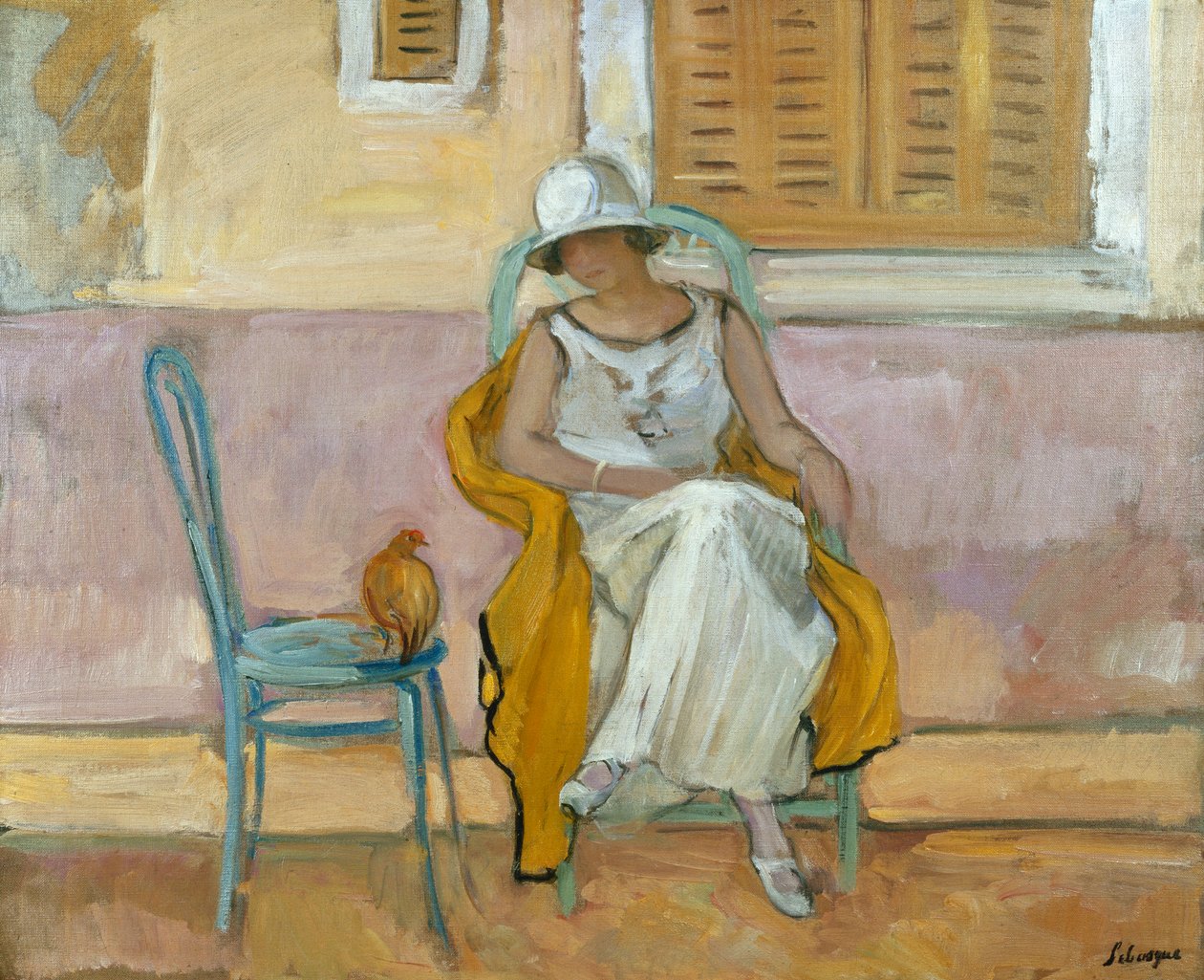 nainen valkoisessa mekossa; La Femme en Robe Blanche, n. 1923 tekijältä Henri Lebasque