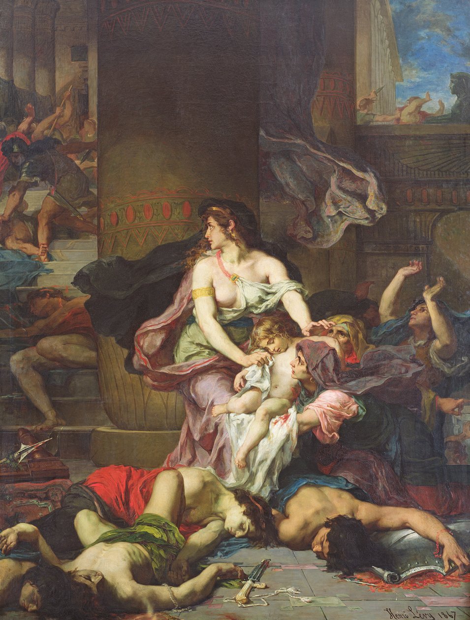 Joash pelastettiin kuninkaallisen perheen joukkomurhasta, 1867 tekijältä Henri Leopold Levy