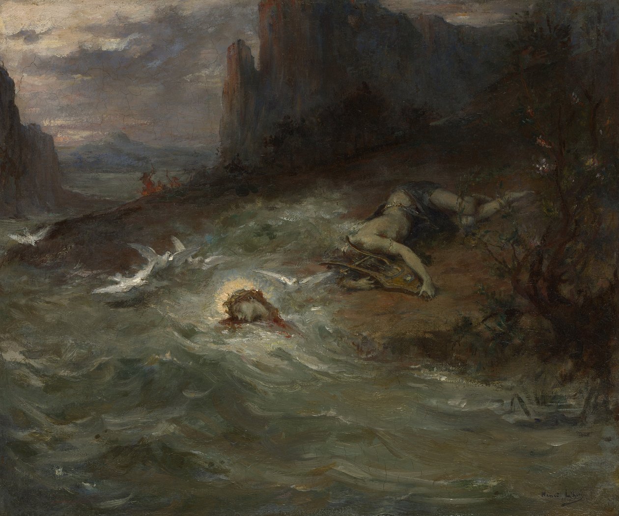 Orpheuksen kuolema, n. 1870 (öljy kankaalle) tekijältä Henri Leopold Levy