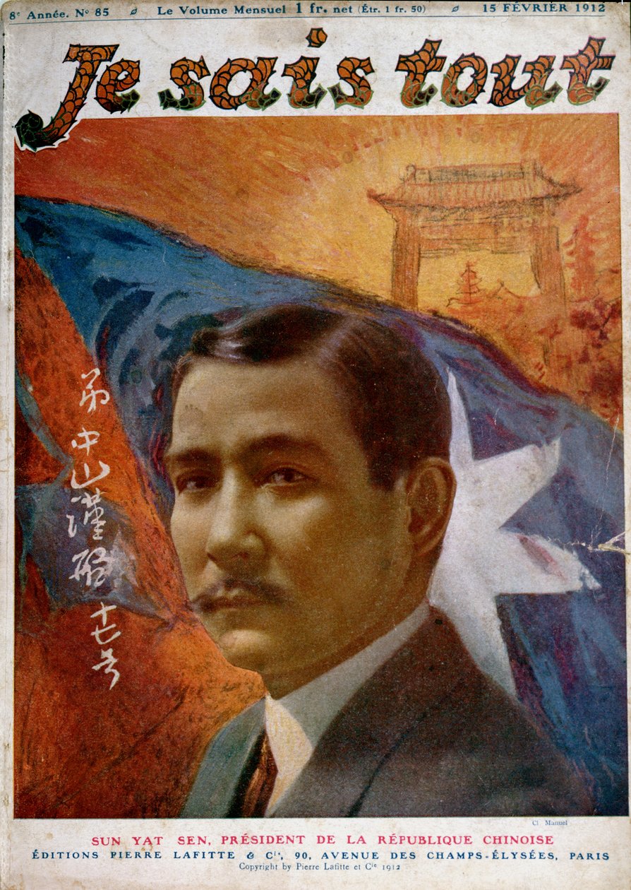 Tohtori Sun Yat-Senin (1866-1925) muotokuva (kuva Manuel), "Je Sais tout" -lehden etukansi tekijältä Henri Manuel
