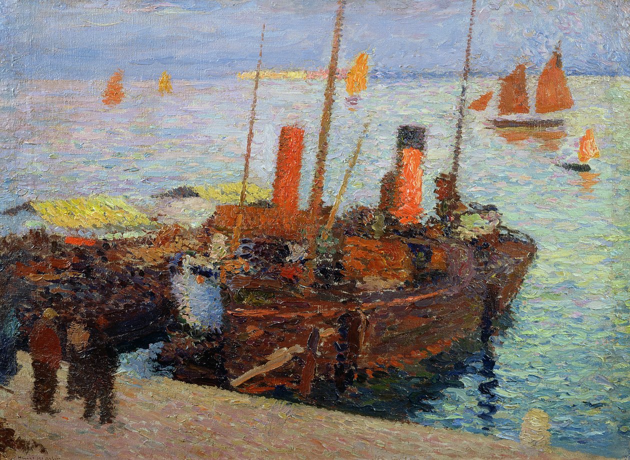 Veneitä St. Malon lahdella, noin 1910 tekijältä Henri Martin