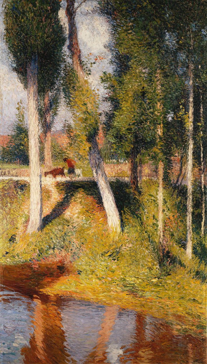 Maisema joen reunalla; Paysage au Bord de la Riviere, tekijältä Henri Martin