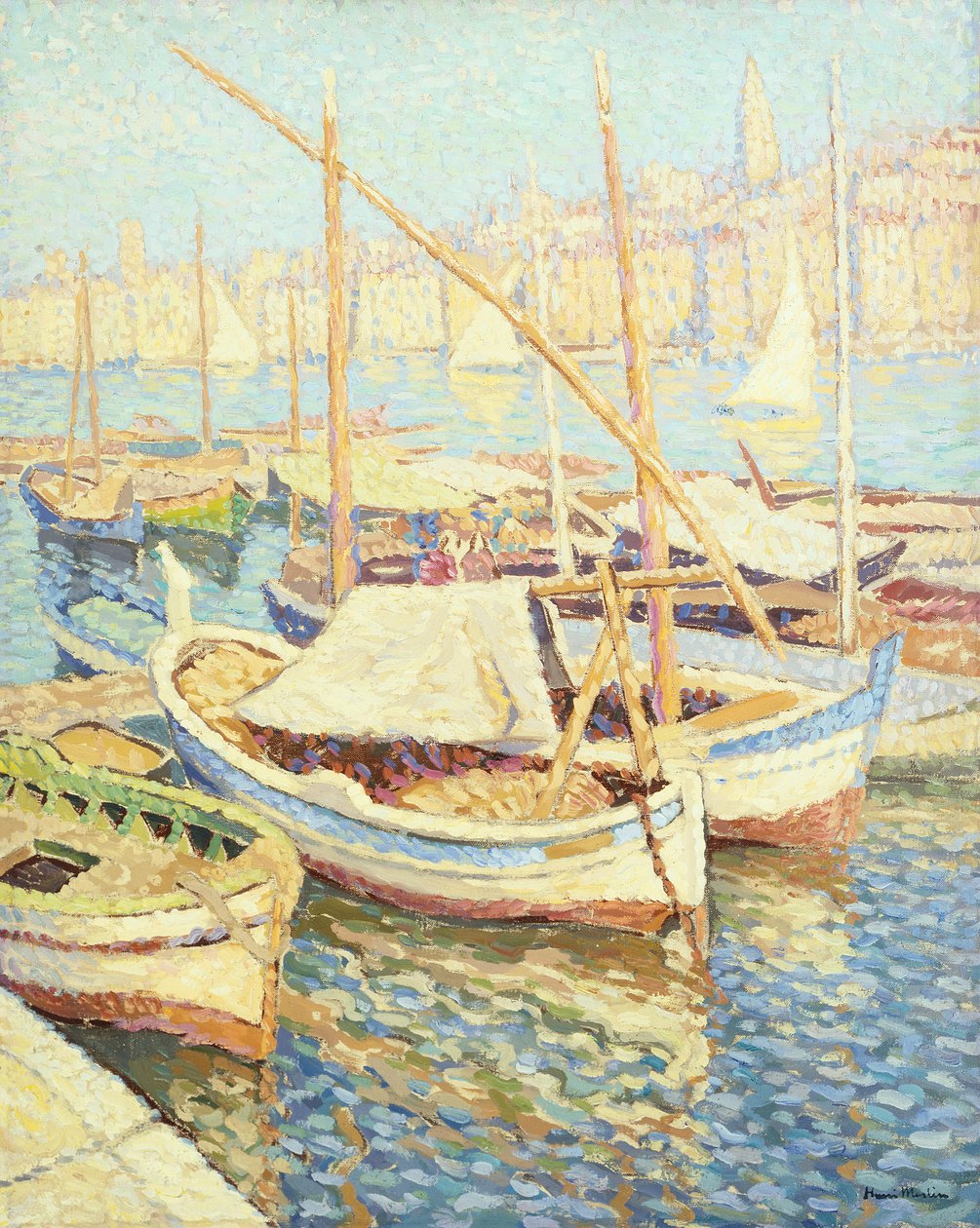 Marseillen satama (öljy kankaalle) tekijältä Henri Martin