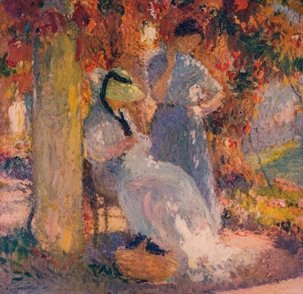Ompelukohtaus Marquayrolin pergolan alla, 1902, 1932 tekijältä Henri Martin