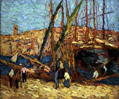 Tutkimus Marseillea varten, n.1917 (öljy paneelille). tekijältä Henri Martin
