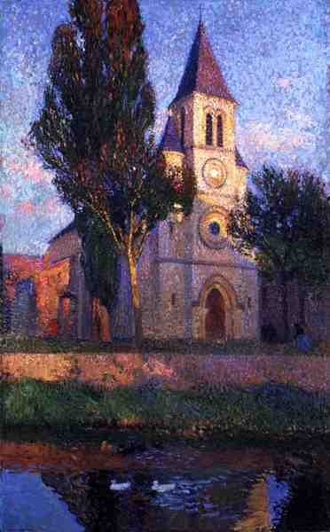 Kirkko (öljy kankaalle) tekijältä Henri Martin