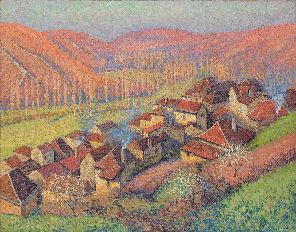 Näkymä Labastide du Vertin keskustaan; Näkymä Labastide du Vertin keskustasta, noin 1940 tekijältä Henri Martin