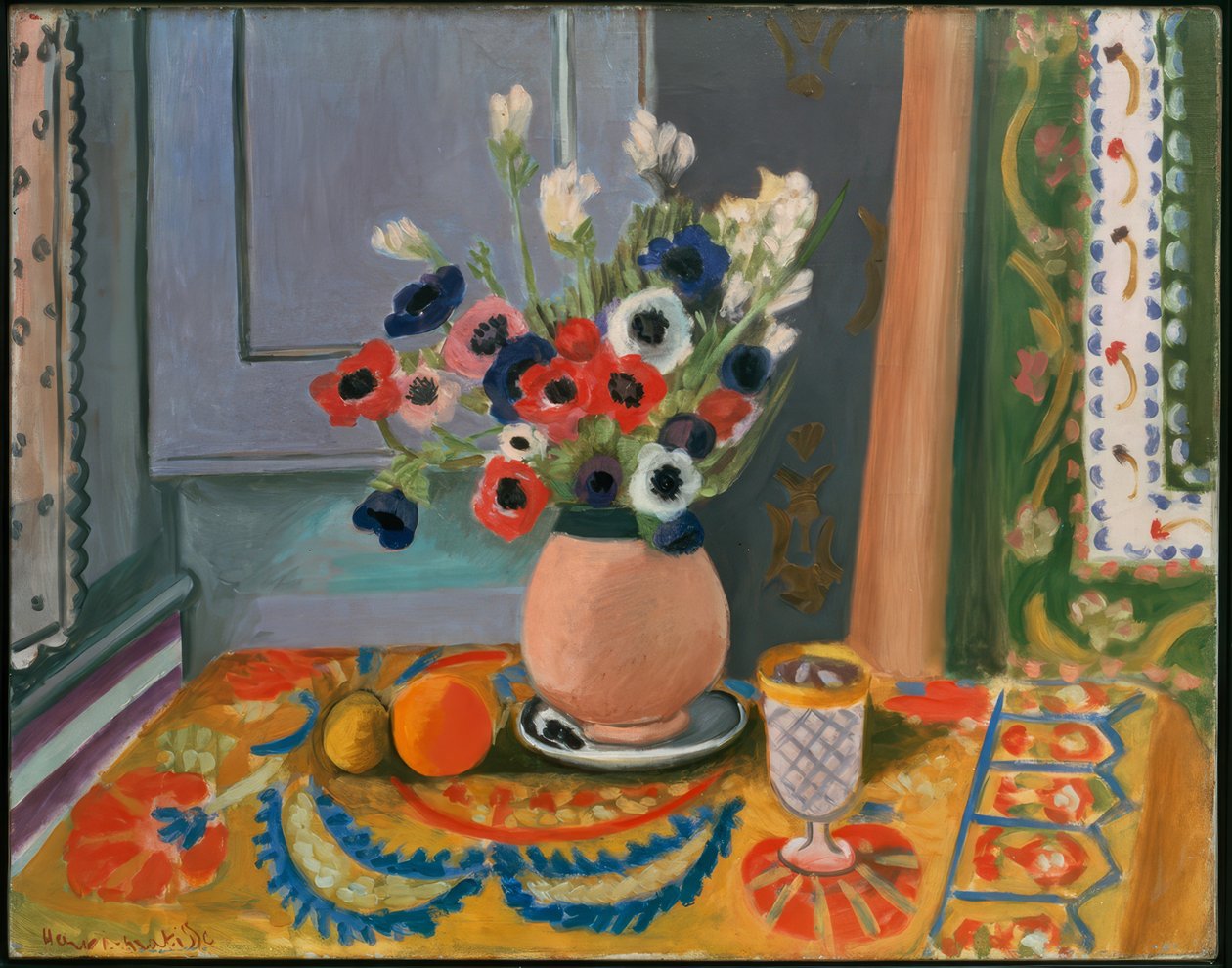 Anemoneja saviastian maljakossa tekijältä Henri Matisse
