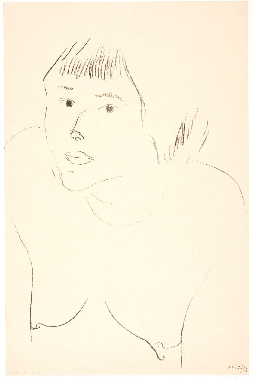Alastoman naisen rintakuva tekijältä Henri Matisse