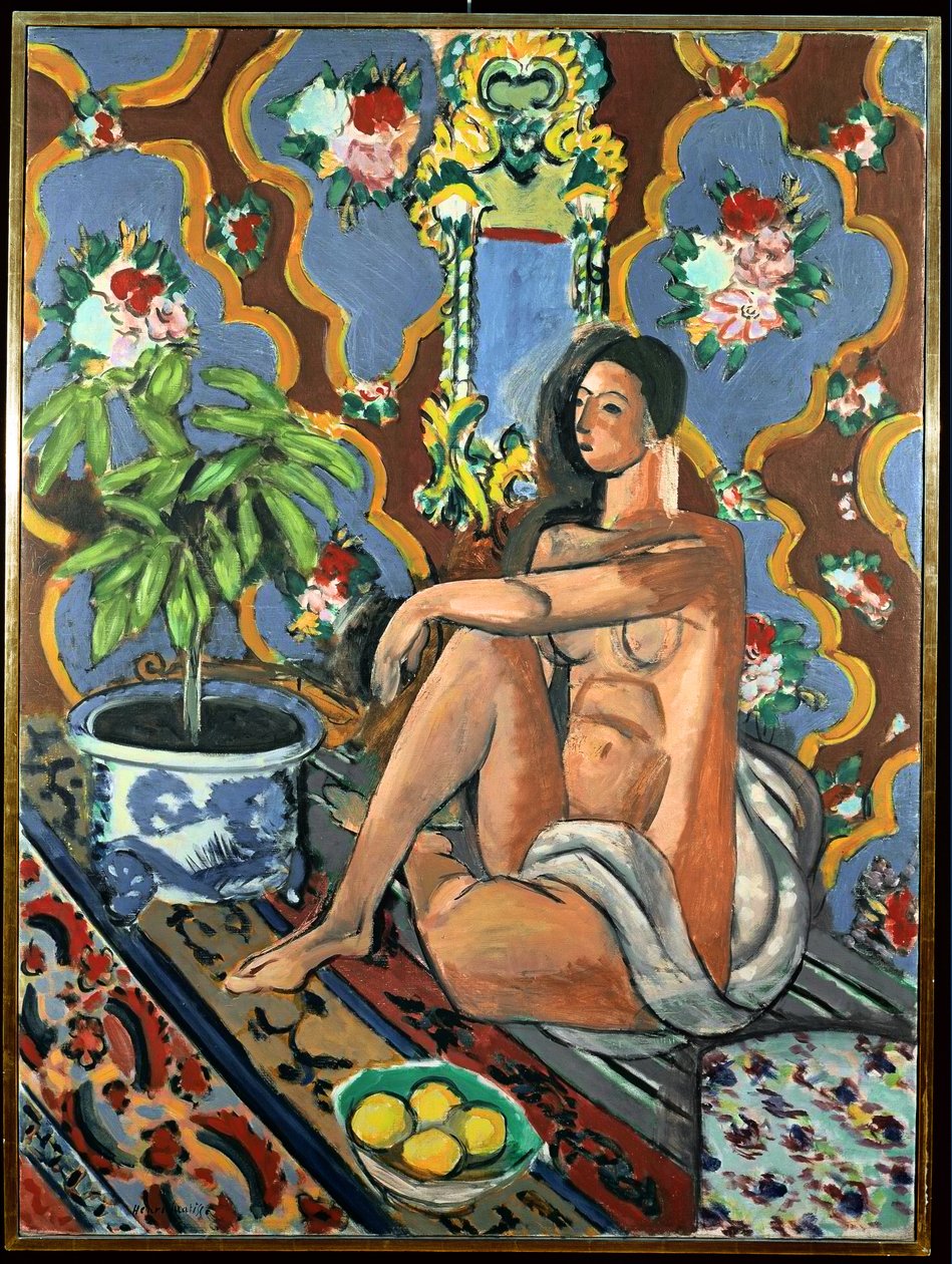 Koristeellinen hahmo koristeellisella pohjalla tekijältä Henri Matisse