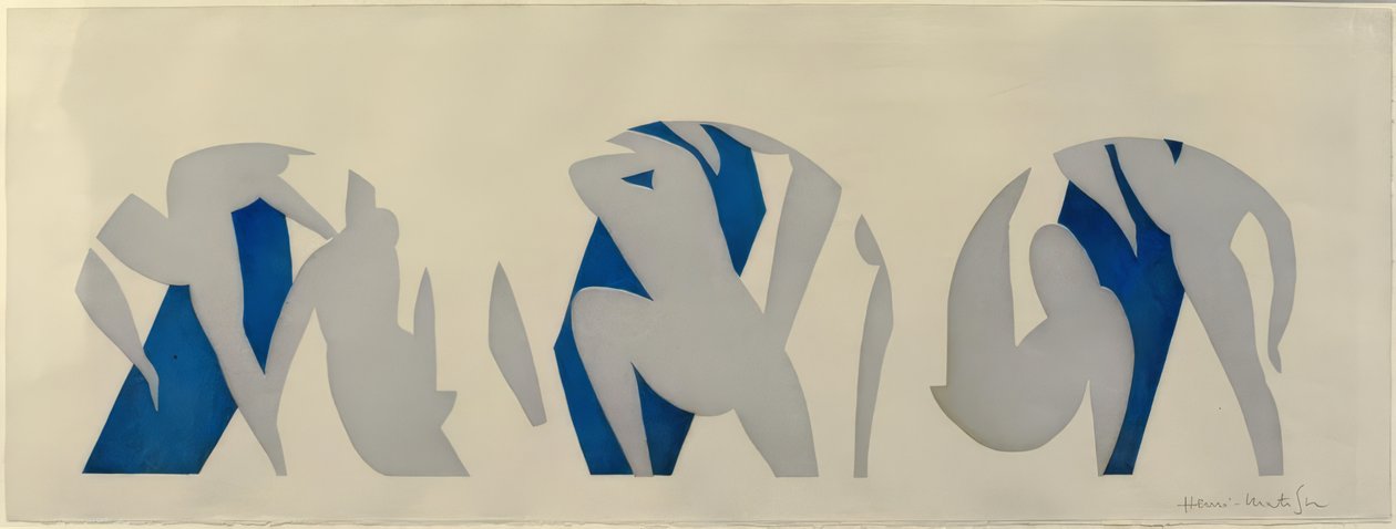 Tanssi, harmaa, sininen, valkoinen tekijältä Henri Matisse