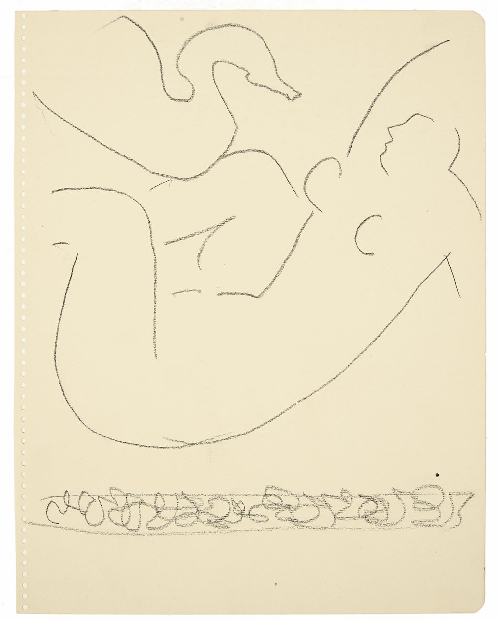 Tutkimus (Leda ja joutsen) (musta Conté-värikynä paperille) tekijältä Henri Matisse