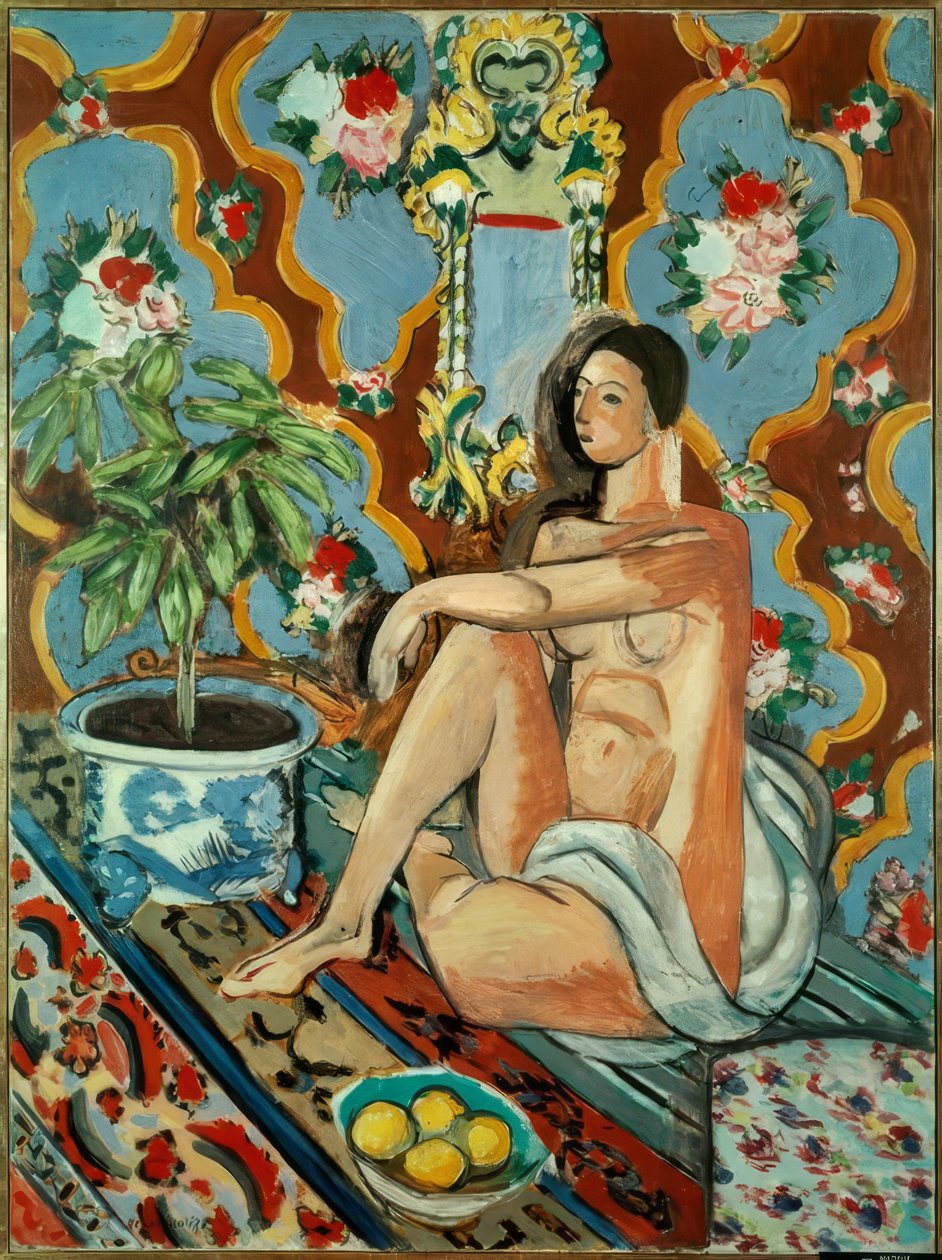 Kuvio koristeellinen koristeellinen kalvo (figure decorative sur fond ornamental) tekijältä Henri Matisse