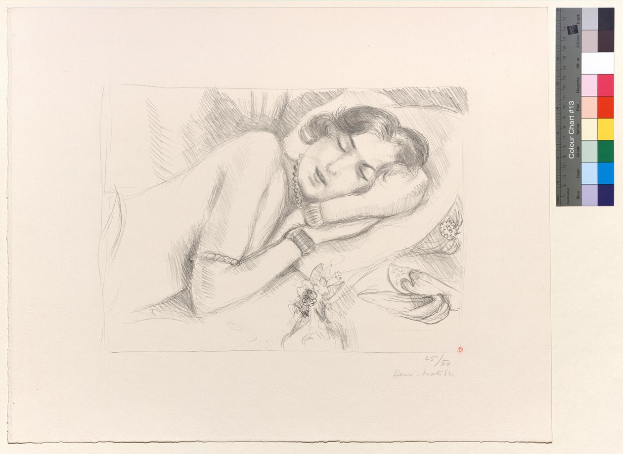 Nukkuva hahmo tohveleissa tekijältä Henri Matisse