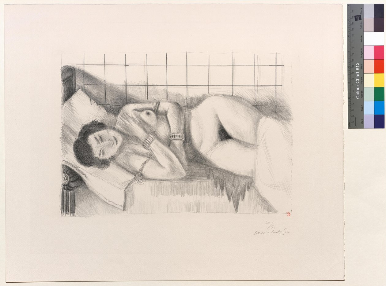 Nukkuva hahmo, huivi jalkojen päällä tekijältä Henri Matisse