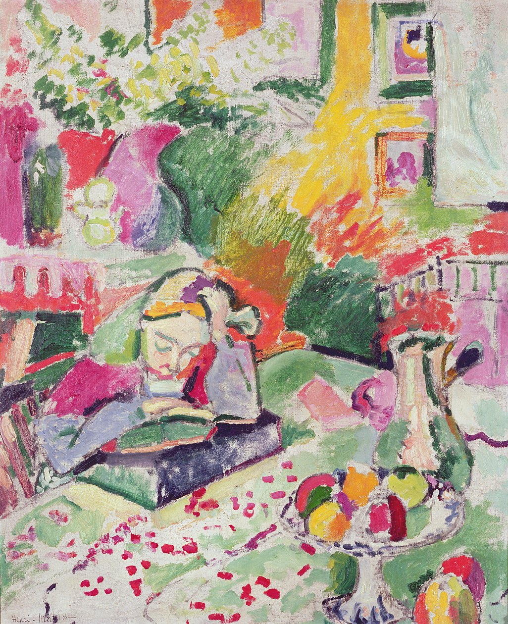 Tyttö lukemassa (öljy kankaalle) tekijältä Henri Matisse