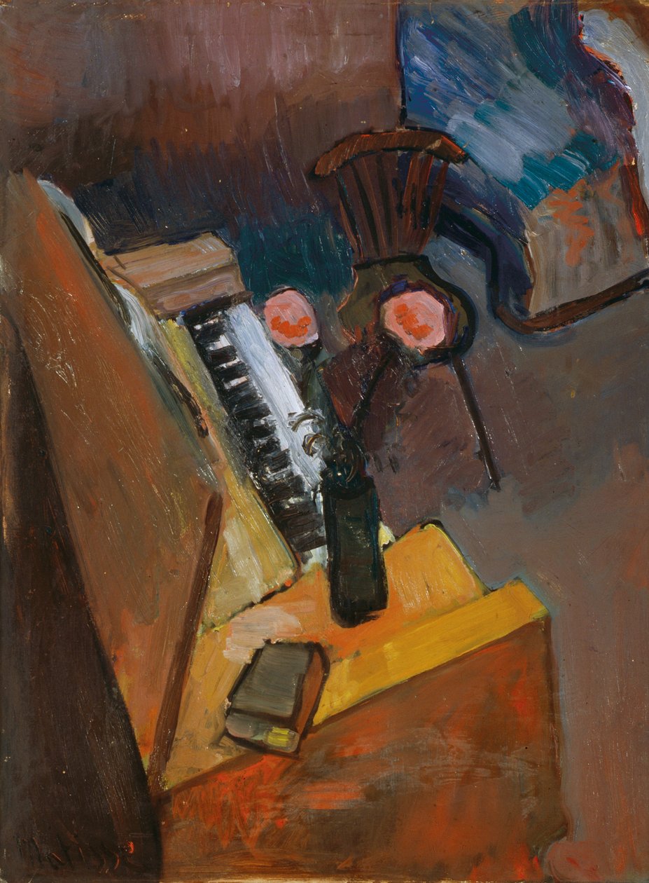 Harmoniumin sisustus, noin 1900 (öljy kartongille) tekijältä Henri Matisse