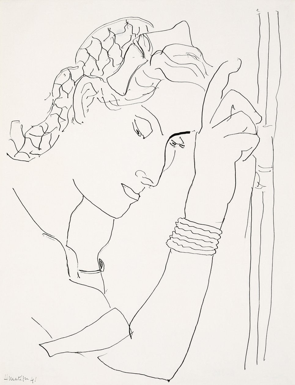 Naisen pää profiilissa tekijältä Henri Matisse