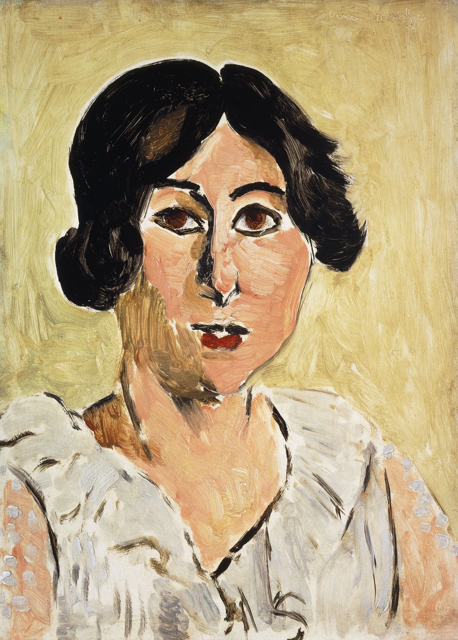 Pää, jolla on mustuneet silmät (Lorette, n.1917 (öljy paneelille)) tekijältä Henri Matisse