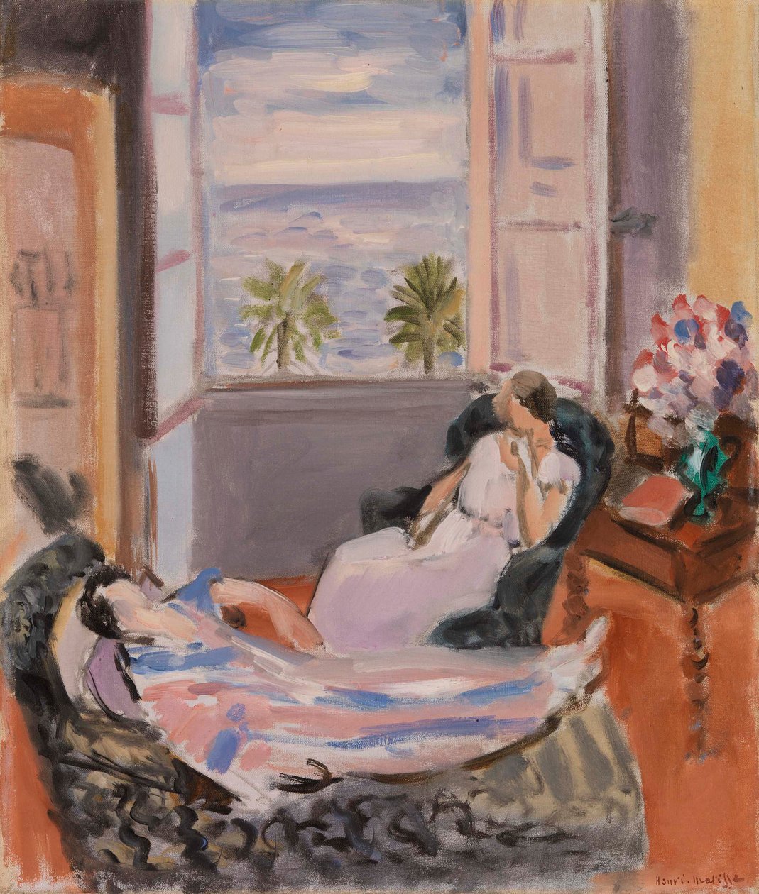Sisätilojen kaksi hahmoa, avoin ikkuna tekijältä Henri Matisse