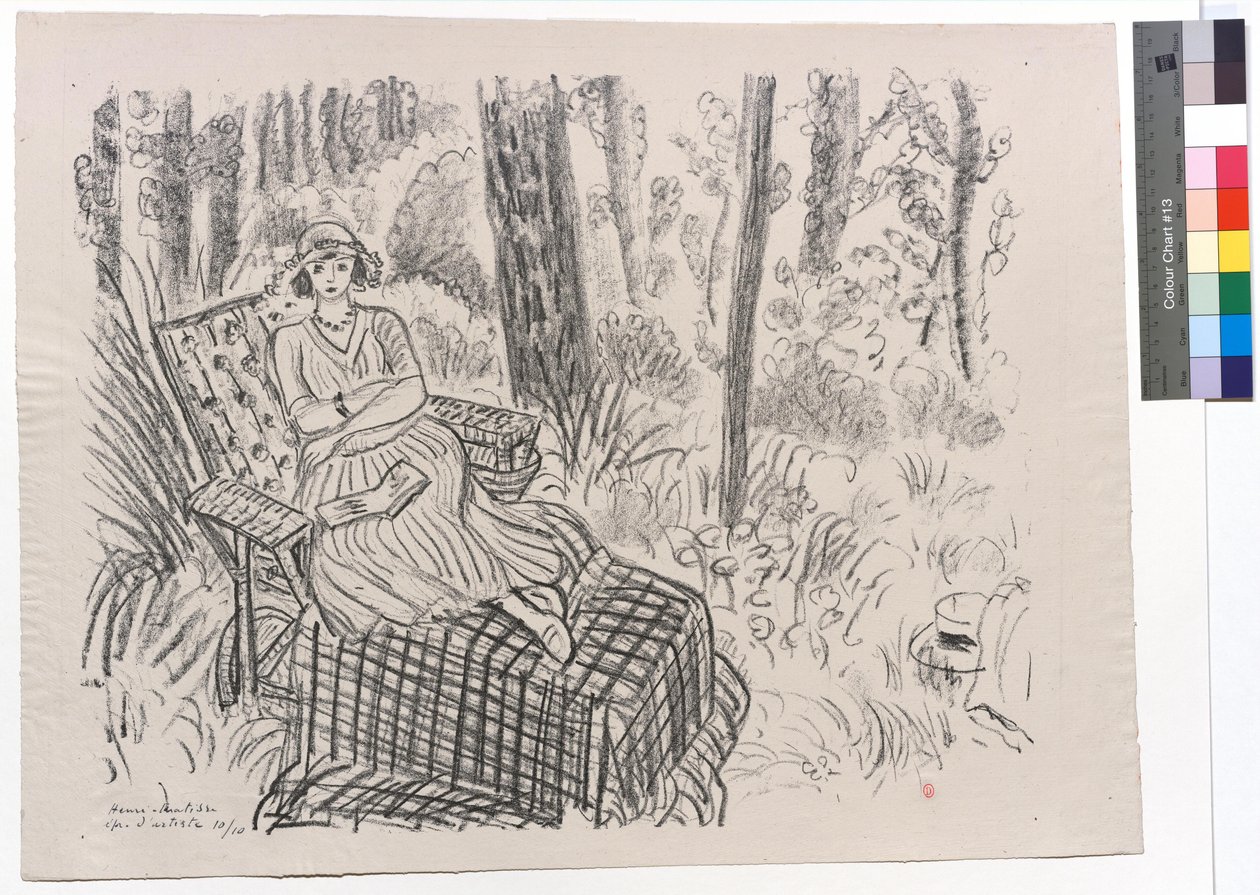 Nuori tyttö lepotuolissa metsikössä tekijältä Henri Matisse