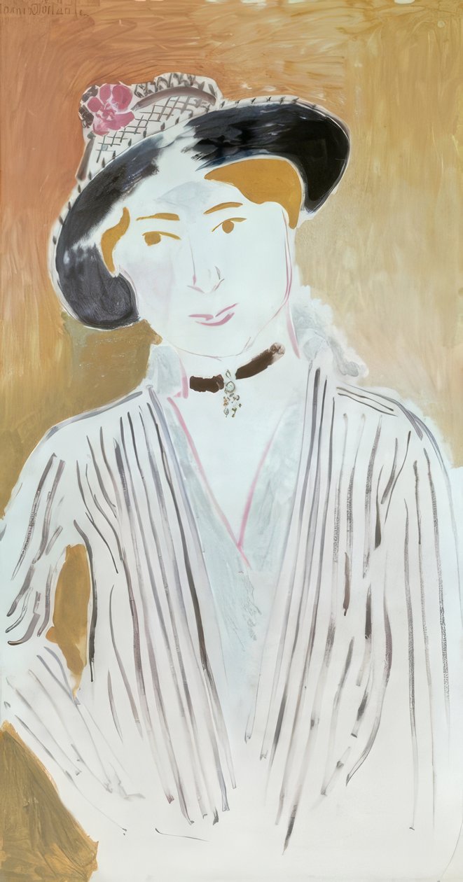 La jaquette rayée, tai Nuori tyttö korihattu päässään tekijältä Henri Matisse
