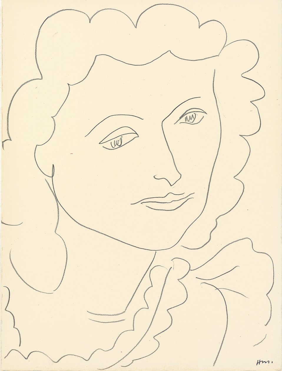 Suuri pää (Lucienne) (lyijykynä paperille) tekijältä Henri Matisse