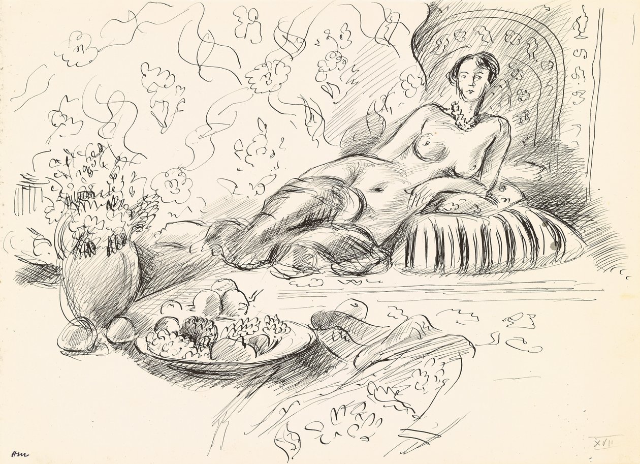 Makaava odalisko II, noin 1927 (tussi ja tussi paperille). tekijältä Henri Matisse